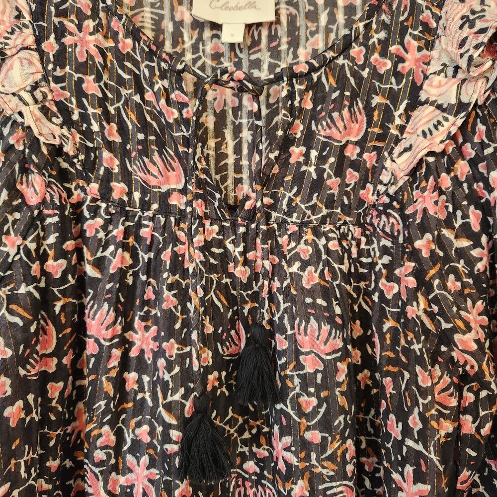 Cleobella Brynlee Floral Ruffle Long Sleeve Blouse Top Tassels Cottagecore Cute - Picture 5 of 11